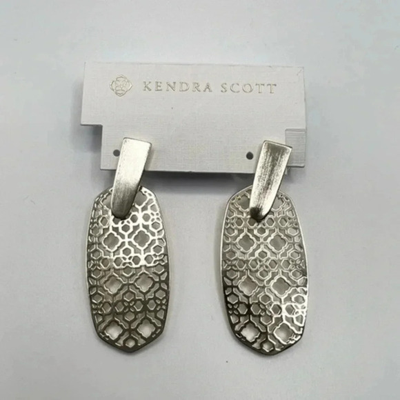 Kendra Scott Silver Aragon Filigree Drop Earrings B239 - Picture 1 of 1